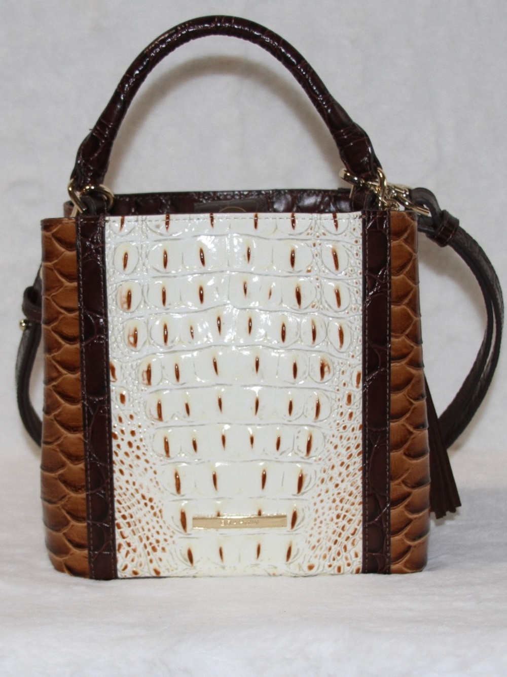 BRAHMIN Mini Amelia Multi Rambla Melbourne Leather Purse with Tassel Bag Charm